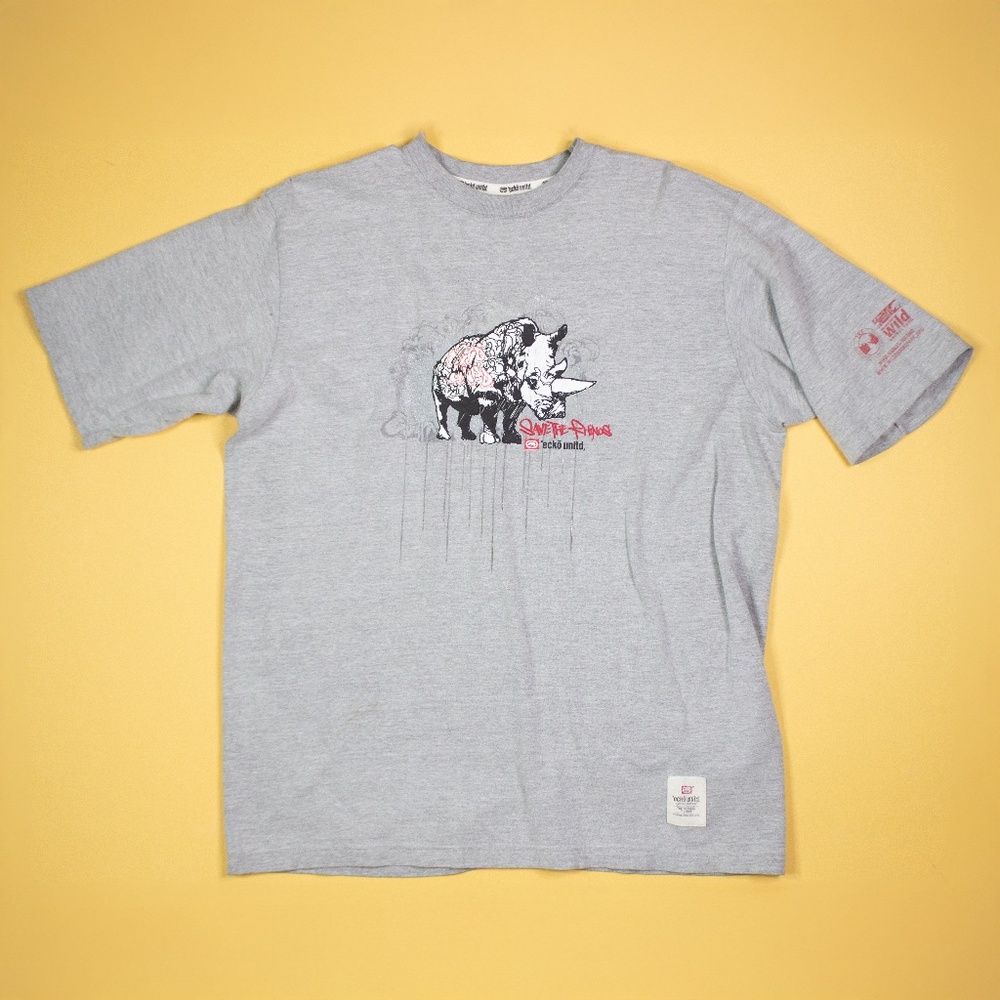 Ecko Unltd Save The Rhinos Grey T-Shirt Men's Size XL